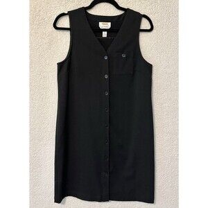 Talbots Women's Sleeveless Button Front‎ Dress Black Size 4 Pocket Accent